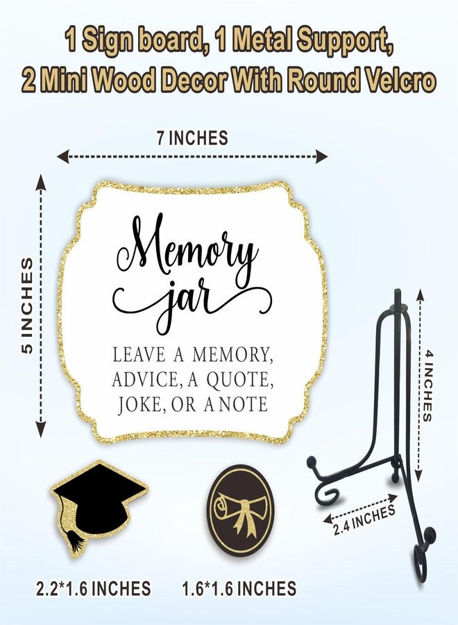 NYCTUG Grad Party Wooden Table Sign - Memory Jar Leave A Memory - Buffet Sign, Treat Sign With Metal Support & 2 DIY Wood Decor With Velcro, Grad Party Decorations & Supplies - 10, White - Image 2